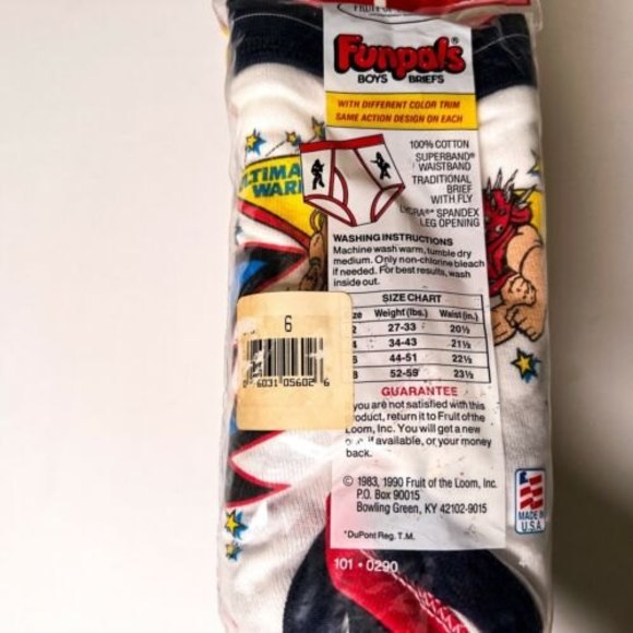 Hulk Hogan WWF Wrestling 1991 Vintage 3 Pack Boys Briefs Size 6 Funpals Navy - Picture 3 of 7